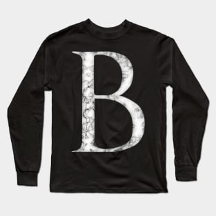 B in Roman White Marble Latin Alphabet Letter Sticker Long Sleeve T-Shirt